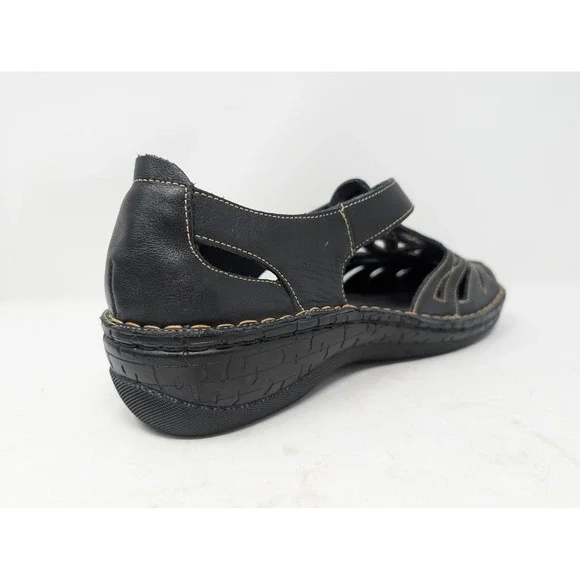 Propet Women's 12 M Black Leather Laser Cut Mary Jane Comfort Shoes Sandals - Picture 2 of 8